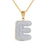 10kt Yellow Gold Mens Round Diamond Initial E Letter Charm Pendant 5/8 Cttw