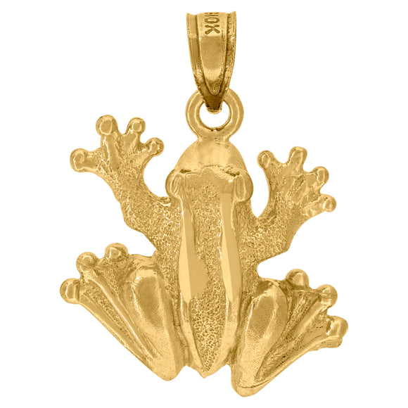 10kt Yellow Gold Womens Simple Frog Animal Charm Pendant