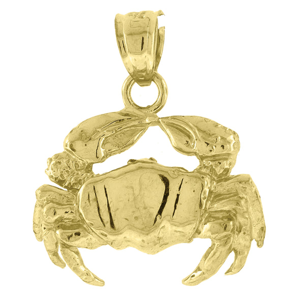 10kt Yellow Gold Womens Crab Ht:22.7mm x W:19.2mm Animal Charm Pendant