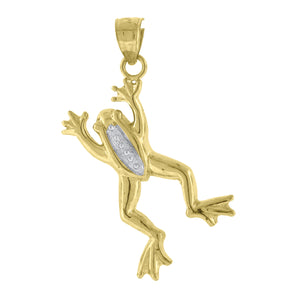 10kt Two-Tone Gold Womens Frog Ht:31.1mm x W:17.1mm Animal Charm Pendant