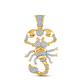 10kt Yellow Gold Mens Round Diamond Scorpion Charm Pendant 1 Cttw