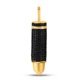 10kt Yellow Gold Mens Round Black Color Enhanced Diamond Bullet Charm Pendant 5/8 Cttw