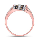 10kt Rose Gold Womens Round Brown Diamond Band Ring 1/4 Cttw