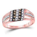 10kt Rose Gold Womens Round Brown Diamond Band Ring 1/4 Cttw