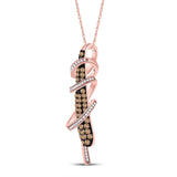 10kt Rose Gold Womens Round Brown Diamond Wrap Fashion Pendant 3/8 Cttw