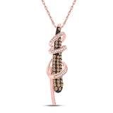 10kt Rose Gold Womens Round Brown Diamond Wrap Fashion Pendant 3/8 Cttw