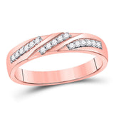 10kt Rose Gold His Hers Round Diamond Heart Matching Wedding Set 1 Cttw