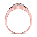 10kt Rose Gold Womens Round Brown Diamond Square Cluster Ring 1/8 Cttw