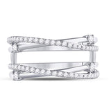 14kt White Gold Womens Round Diamond Wedding Wrap Ring Guard Enhancer 3/8 Cttw