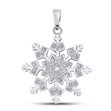 Sterling Silver Womens Round Diamond Snowflake Fashion Pendant .01 Cttw
