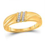 10kt Yellow Gold His Hers Round Diamond Cluster Matching Wedding Set 1/10 Cttw
