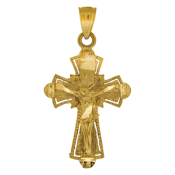 10kt Yellow Gold Womens Mens Unisex Jesus Crucifix Cross Religious Charm Pendant