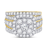 14kt Yellow Gold Round Diamond Bridal Wedding Ring Band Set 3 Cttw