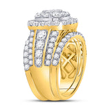 14kt Yellow Gold Round Diamond Bridal Wedding Ring Band Set 3 Cttw