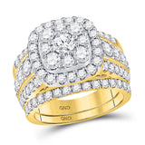 14kt Yellow Gold Round Diamond Bridal Wedding Ring Band Set 3 Cttw