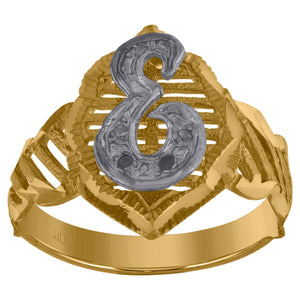 10kt Two-tone Gold Unisex Cubic Zirconia DC Textured Initial Letter E Ring
