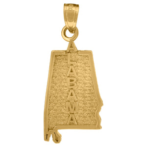 10kt Yellow Gold Mens Textured Alabama State Map Charm Pendant