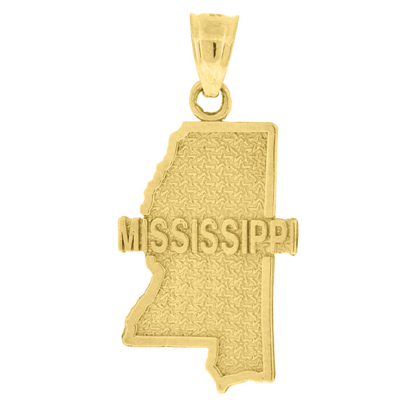 10kt Yellow Gold Womens Men Unisex Mississippi Ht:28.2mm x W:13.6mm State Charm Pendant