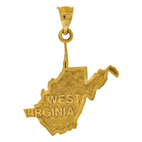 10kt Yellow Gold Mens West Virginia Ht:25.8mm x W:22.6mm State Charm Pendant