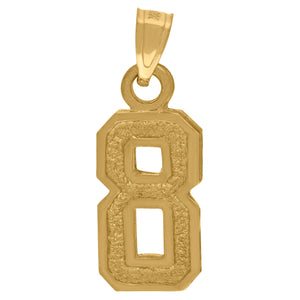 10kt Yellow Gold Unisex Textured Number 8 Charm Pendant