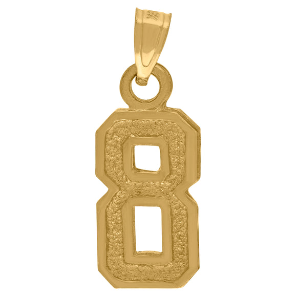 10kt Yellow Gold Unisex Textured Number 8 Charm Pendant