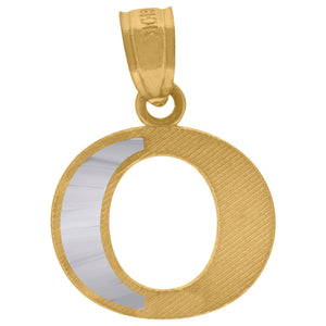 10kt Two-tone Gold Unisex Diamond-cut Initial O Charm Pendant