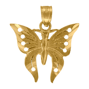 10kt Yellow Gold Womens Butterfly Charm Pendant