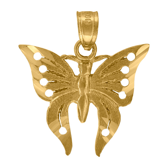 10kt Yellow Gold Womens Butterfly Charm Pendant