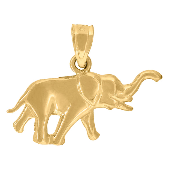 10kt Yellow Gold Mens Elephant Animal Charm Pendant