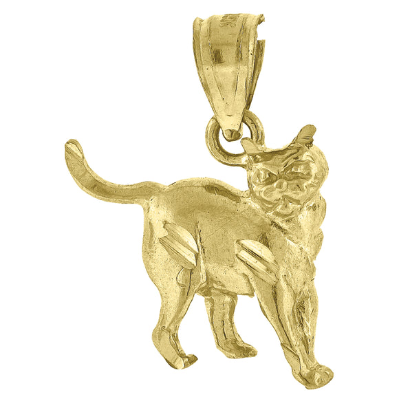 10kt Yellow Gold Womens Diamond-cut Kitty Cat Animal Charm Pendant