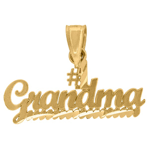 10kt Yellow Gold Womens No. 1 Grandma Ht:14.9mm x W:20.5mm Letters & Words Charm Pendant