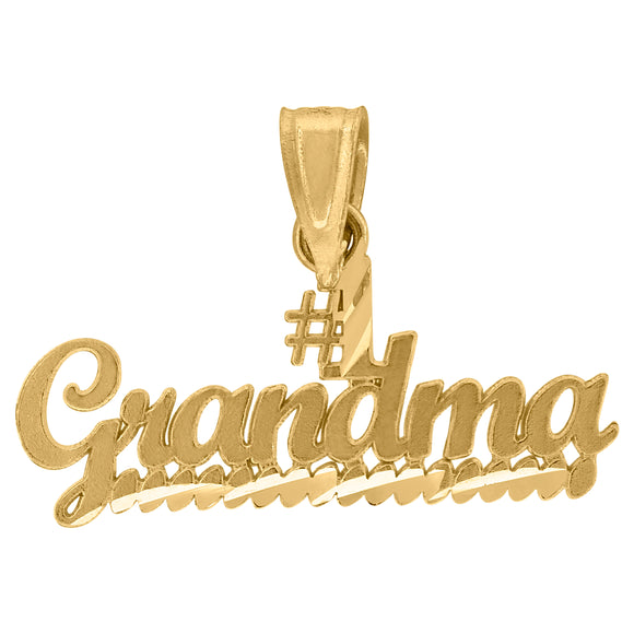 10kt Yellow Gold Womens No. 1 Grandma Ht:14.9mm x W:20.5mm Letters & Words Charm Pendant