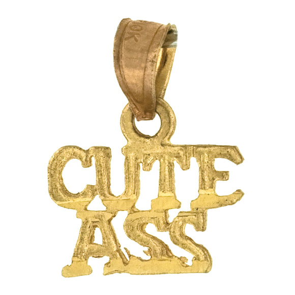 10kt Yellow Gold Womens Cute Ass Ht:14.2mm x W:11.2mm Letters & Words Charm Pendant