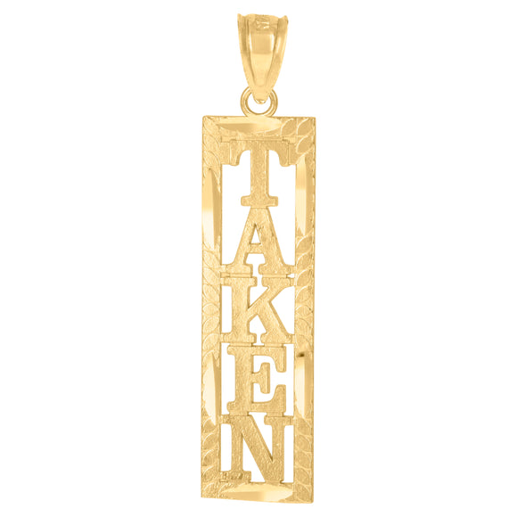10kt Yellow Gold Unisex Diamond-cut Taken Charm Pendant