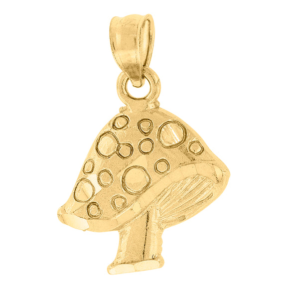 10kt Yellow Gold Unisex Mushroom Ht:20.2mm x W:14.4mm Food Charm Pendant