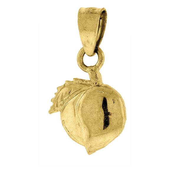 10kt Yellow Gold Unisex Peach Ht:17.1mm x W:9.3mm Food Charm Pendant