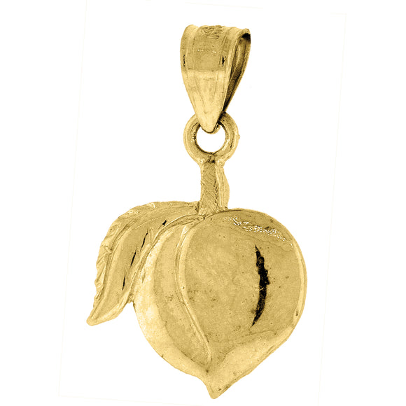 10kt Yellow Gold Womens Peach Fruit Charm Pendant