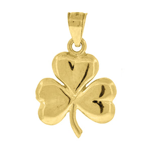 10kt Yellow Gold Unisex Clover Leaf Ht:23.9mm x W:15.6mm Luck Charm Pendant