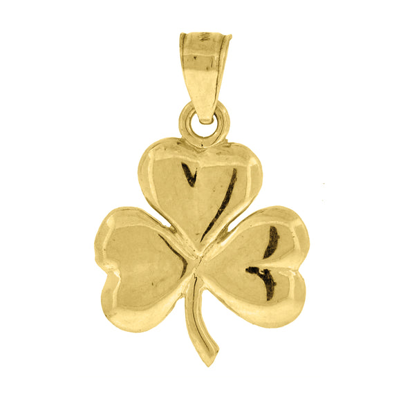 10kt Yellow Gold Unisex Clover Leaf Ht:23.9mm x W:15.6mm Luck Charm Pendant