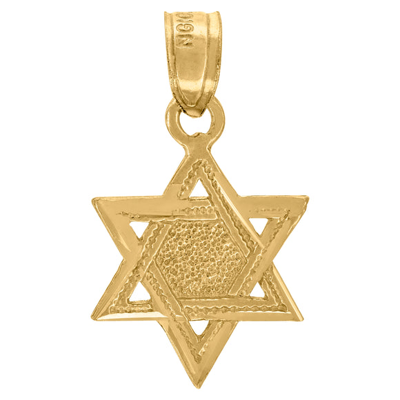10kt Yellow Gold Unisex Star of David Ht:19.5mm x W:11.2mm Religious Charm Pendant