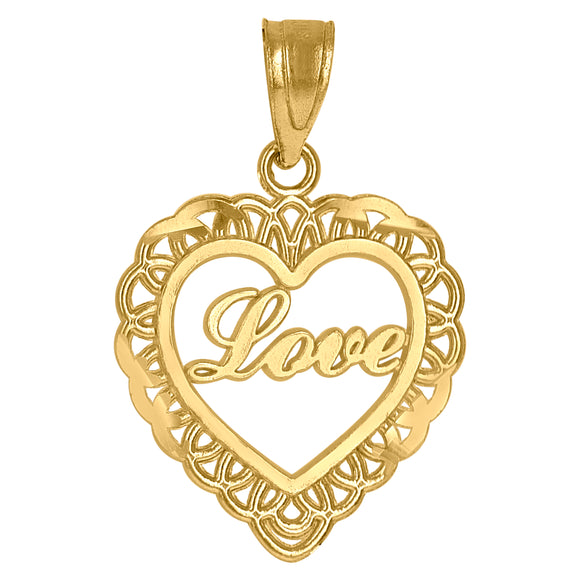 10kt Gold Yellow Unisex Love Ht:21.6mm x W:14.4mm Heart Charm Pendant