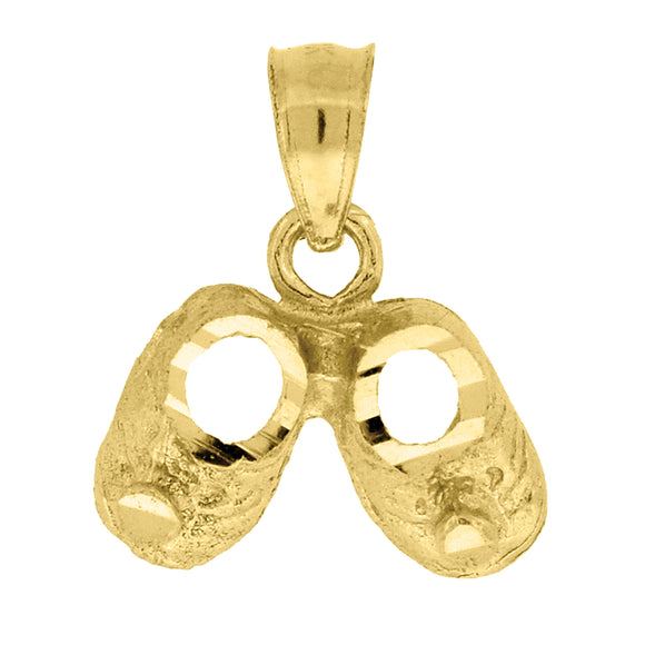 10kt Yellow Gold Diamond-cut Baby Shoes Charm Pendant
