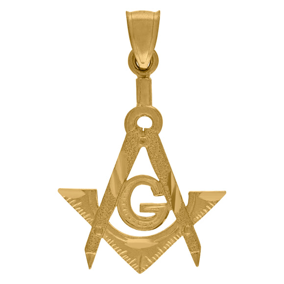 10kt Yellow Gold Unisex Freemasonry Masonic Charm Pendant