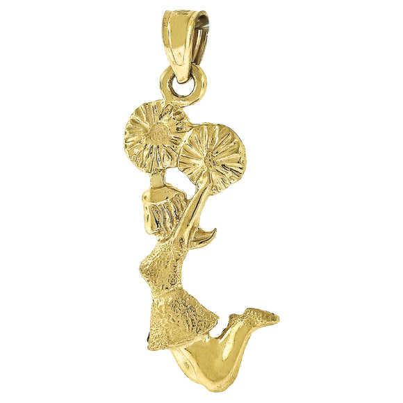 10kt Yellow Gold Textured Womens Cheer Girl Ht:30.9mm x W:10.8mm Sports Charm Pendant