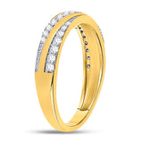 14kt Yellow Gold Womens Round Diamond Diagonal Stripe Band Ring 1/4 Cttw