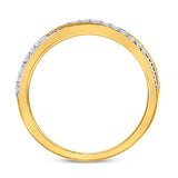 14kt Yellow Gold Womens Round Diamond Diagonal Stripe Band Ring 1/4 Cttw