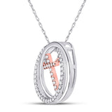 10kt Two-tone Gold Womens Round Diamond Circle Cross Pendant 1/5 Cttw