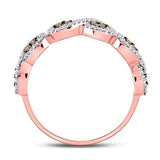 10kt Rose Gold Womens Round Brown Diamond Band Ring 1/4 Cttw