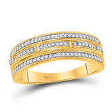 10kt Yellow Gold His Hers Round Diamond Cluster Matching Wedding Set 7/8 Cttw