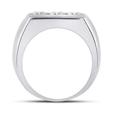 14kt White Gold Mens Round Diamond 3-Stone Band Ring 1-1/2 Cttw